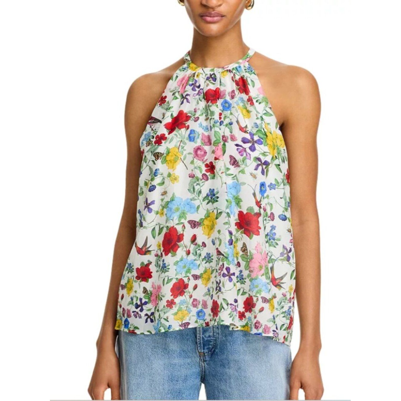 New Alice And Olivia Silk Erna Halter Top Blouse